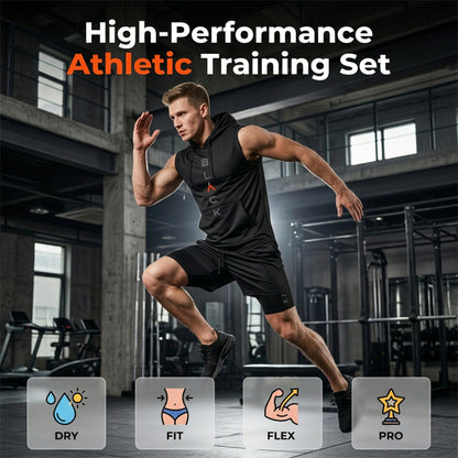 💪 Men’s Sleeveless Hoodie & Shorts Set – Athletic & Casual Fit – Breathable & Quick-Dry 🏋️‍♂️
