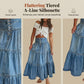 Women's High Waisted Tiered A-Line Denim Maxi Skirt