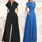 Women's V-Neck Short Sleeve Wide-Leg Jumpsuit