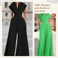 Women's V-Neck Short Sleeve Wide-Leg Jumpsuit