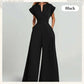 Women's V-Neck Short Sleeve Wide-Leg Jumpsuit
