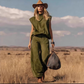 Women's Sleeveless Mock-Neck Top & Tapered Pants Set