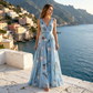 🌼Elegant V-Neck Tulip Print Maxi Dress