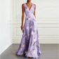 🌼Elegant V-Neck Tulip Print Maxi Dress