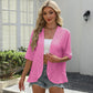 Women's Half Sleeve Eyelet Knit Ruffle Cardigan