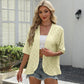 Women's Half Sleeve Eyelet Knit Ruffle Cardigan