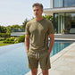 📢📢50% OFF !! ⏰ Men's Waffle Knit T-Shirt & Shorts Set