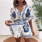 👗New Arrival❣️Women's Tropical Print V-Neck Wrap Romper