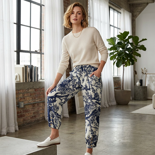 💐 Vintage Floral High-Waist Jogger Pants – Stylish, Comfortable & Perfect for Everyday Wear ✨👖
