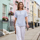 Women's Casual Striped Henley Shirt