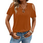 Women's Cold Shoulder V-Neck Top with Ring Detail