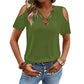 Women's Cold Shoulder V-Neck Top with Ring Detail