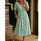 👗Effortless Summer Chic – Women's Summer V-Neck Button-Down Dress☀️