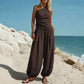 Women's One-Shoulder Top and Wide-Leg Pants Set