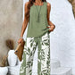 Sleeveless Top & Printed Capri Pants Set