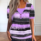 Women's Faux Two-Piece Striped Henley Top