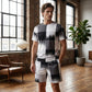✨New Arrival✨Men's Abstract Print T-Shirt & Shorts Set