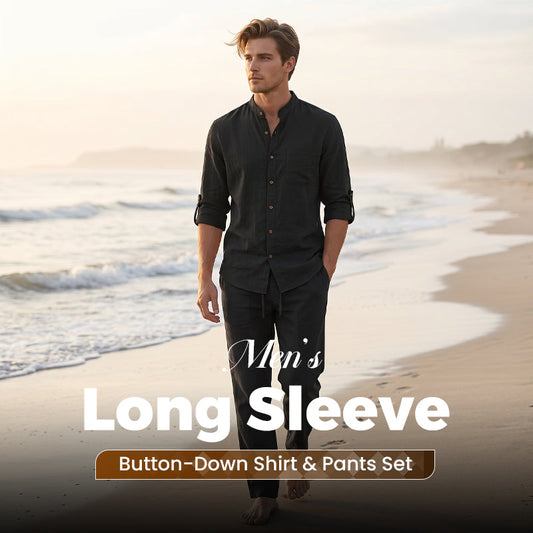 Men's Long Sleeve Button-Down Shirt & Pants Set