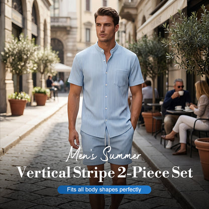 Men's Summer Vertical Stripe 2-Piece Set