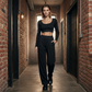 Women's Casual Crop Top & Wide Leg Pants Set