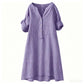 Women's Casual V-Neck Button Down Tunic Dress