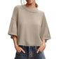 Women's Short Sleeve Loose-Fit Cropped Sweater
