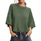 Women's Short Sleeve Loose-Fit Cropped Sweater