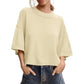Women's Short Sleeve Loose-Fit Cropped Sweater