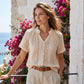 Summer Casual Button-Up Hollow Knit Top