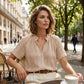 Summer Casual Button-Up Hollow Knit Top