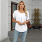 Women's Petal Sleeve Pleated Neck Blouse