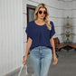 Women's Petal Sleeve Pleated Neck Blouse