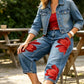 👖 50% OFF! ✨Women's Floral Wide-Leg Jeans – Unique Appliqué, Soft, 6 Colors 🌸