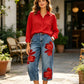 👖 50% OFF! ✨Women's Floral Wide-Leg Jeans – Unique Appliqué, Soft, 6 Colors 🌸
