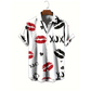 Men's Kiss Print Short-Sleeve Button-Up Shirt