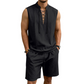 Men's Linen Sleeveless Lace-Up Top & Shorts Set