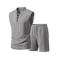 Men's Linen Sleeveless Lace-Up Top & Shorts Set