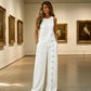 Women's Casual Sleeveless Top and Wide-Leg Pants Set