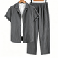 Men's Ribbed Texture Shirt & Pants Set