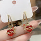 Vintage-Inspired Red Heart & Cross Earrings