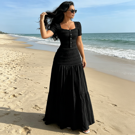 Women's Square Neck Bodice & Maxi Skirt Set
