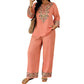 Women's Long Sleeve Blouse & Wide-Leg Pants Set