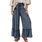 ⚡Free Shipping⚡Women's Leopard Print Ruffle Hem Wide-Leg Pants