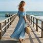 Women's One-Shoulder Puff Sleeve Maxi Dress