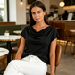 Women's Cowl Neck Cap Sleeve Top