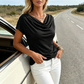 Women's Cowl Neck Cap Sleeve Top