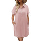 Casual Short Sleeve Button Pocket Dress