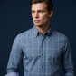 👔50% OFF! ✨Men's Modern Fit Windowpane Shirt – Contrast Details, Button-Down, Premium Blend 🍁