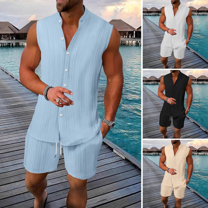 Men's Summer Sleeveless Top & Shorts 2-Piece Set