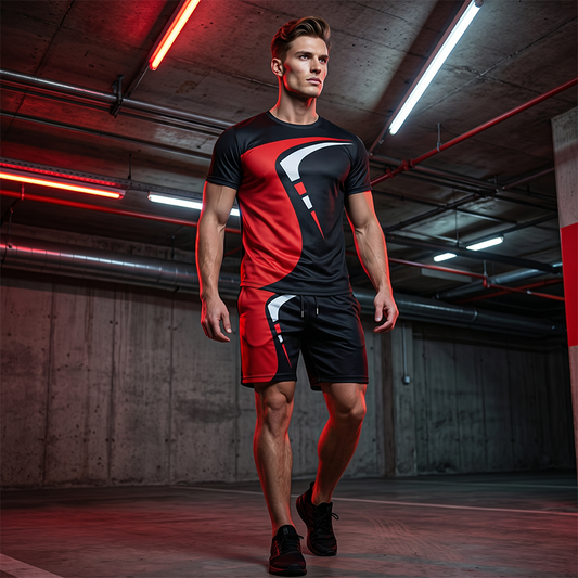 Men's Graphic Print T-Shirt & Shorts Set